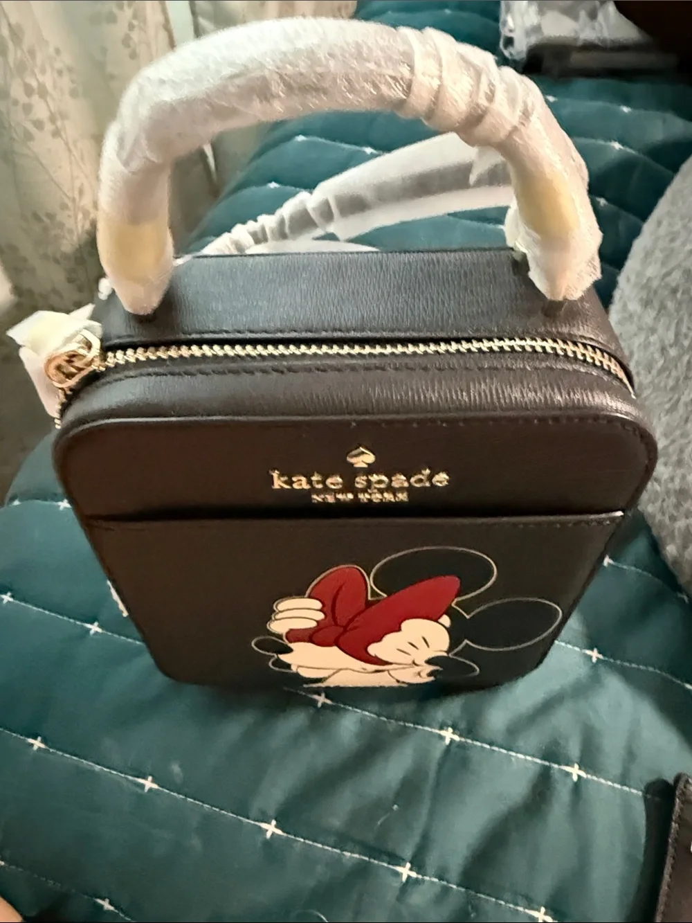 kate spade Black Minnie Mouse Crossbody with Red Bow